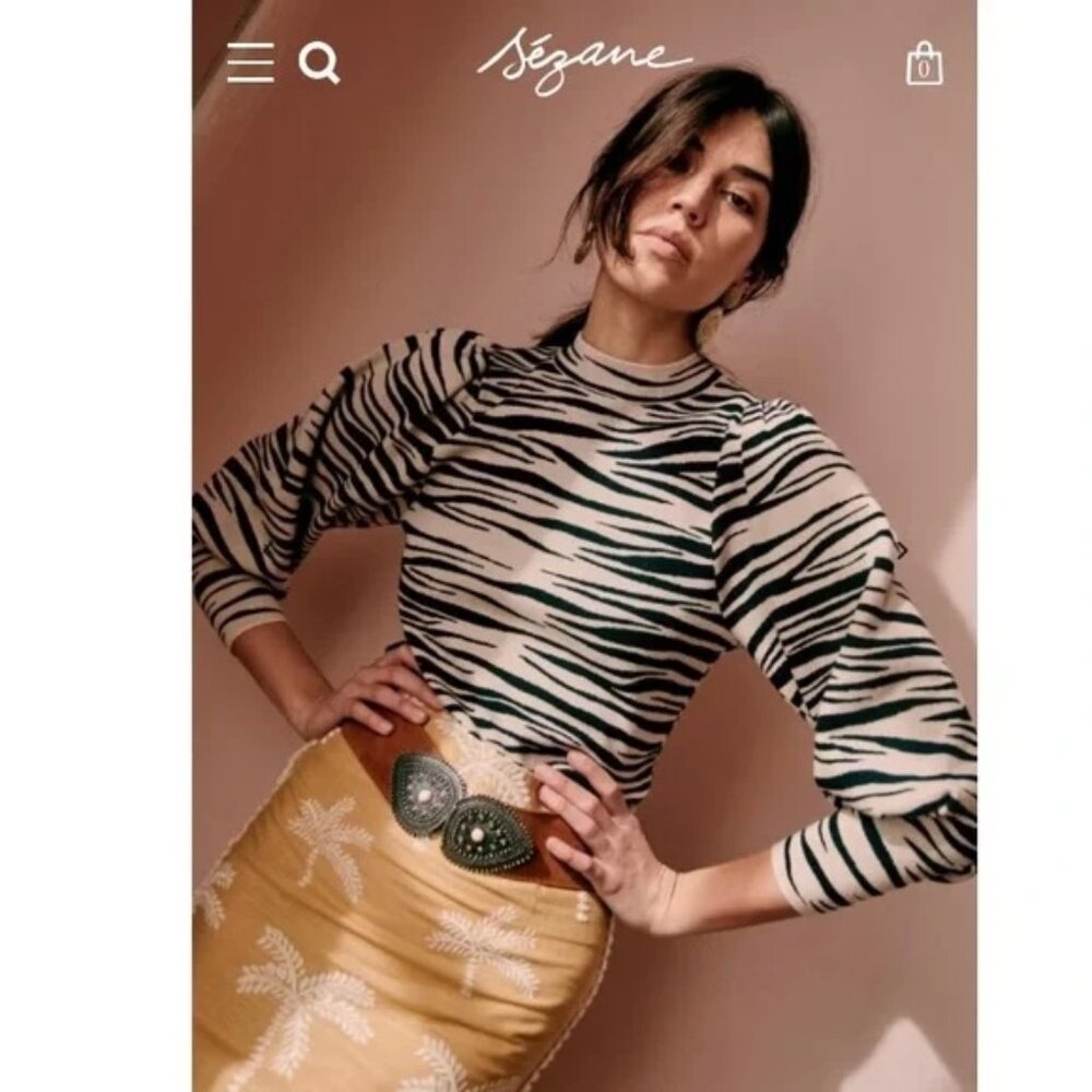 Sézane Denver Jumper Knit Sweater in Zebra (NWT), Size M